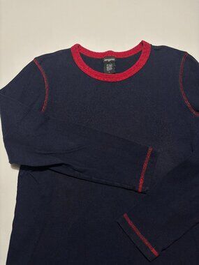 Tangents Navy Blue & Red Contrast Vintage Cotton Long Sleeve